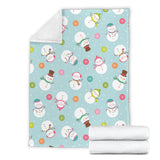Cute Snowman Snowflake Pattern Premium Blanket