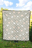 Heart Pattern Gray Background Premium Quilt