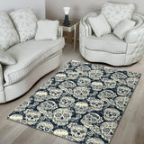 Sugar Skull Black White Pattern Area Rug