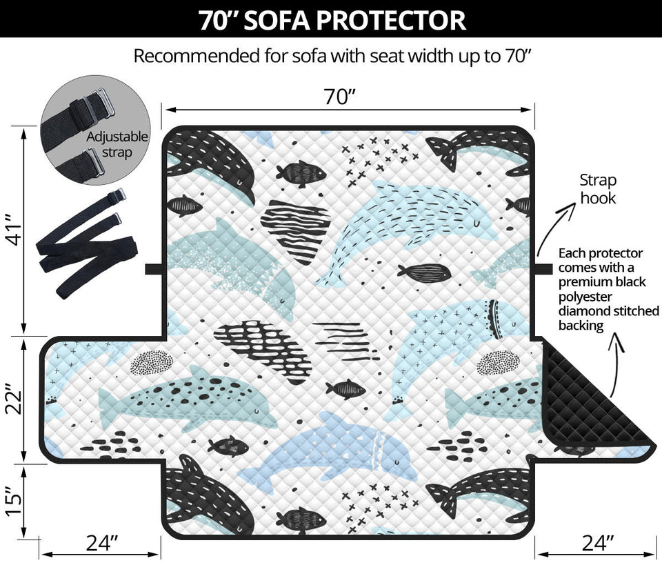 Cute dolphins Childish Style pattern Sofa Cover Protector