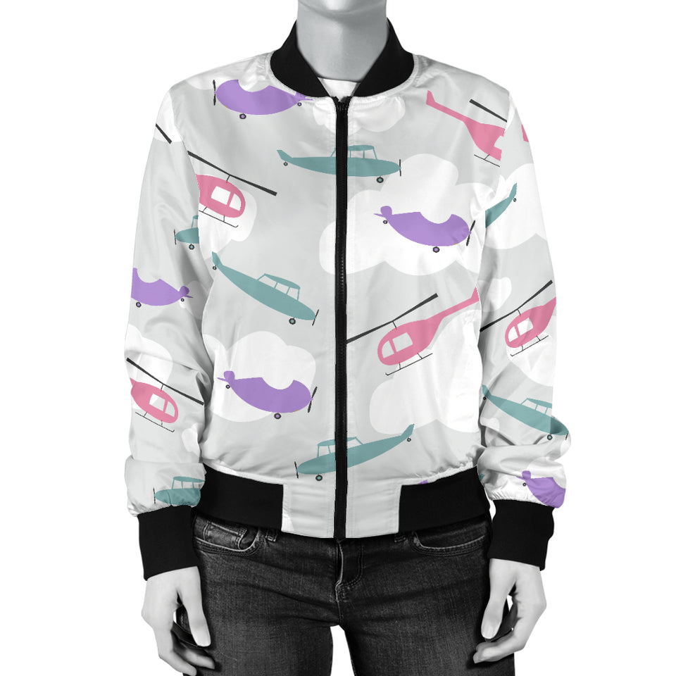 Helicopter Plane Pattern Women'S Bomber Jacket
