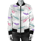 Helicopter Plane Pattern Women'S Bomber Jacket