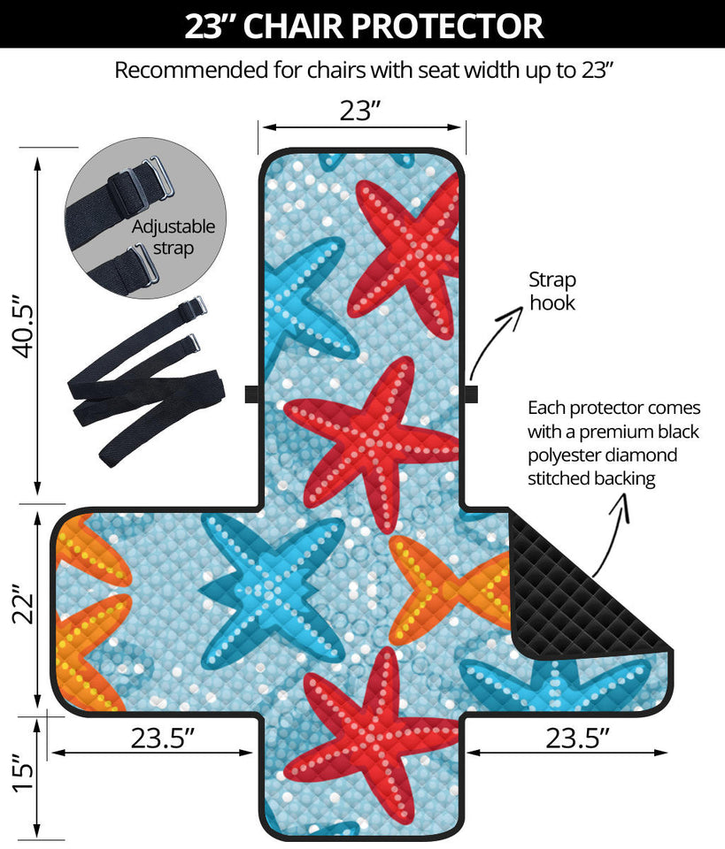 Blue red orange starfish pattern Chair Cover Protector