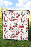 Hand Drawn Cherry Pattern Premium Quilt