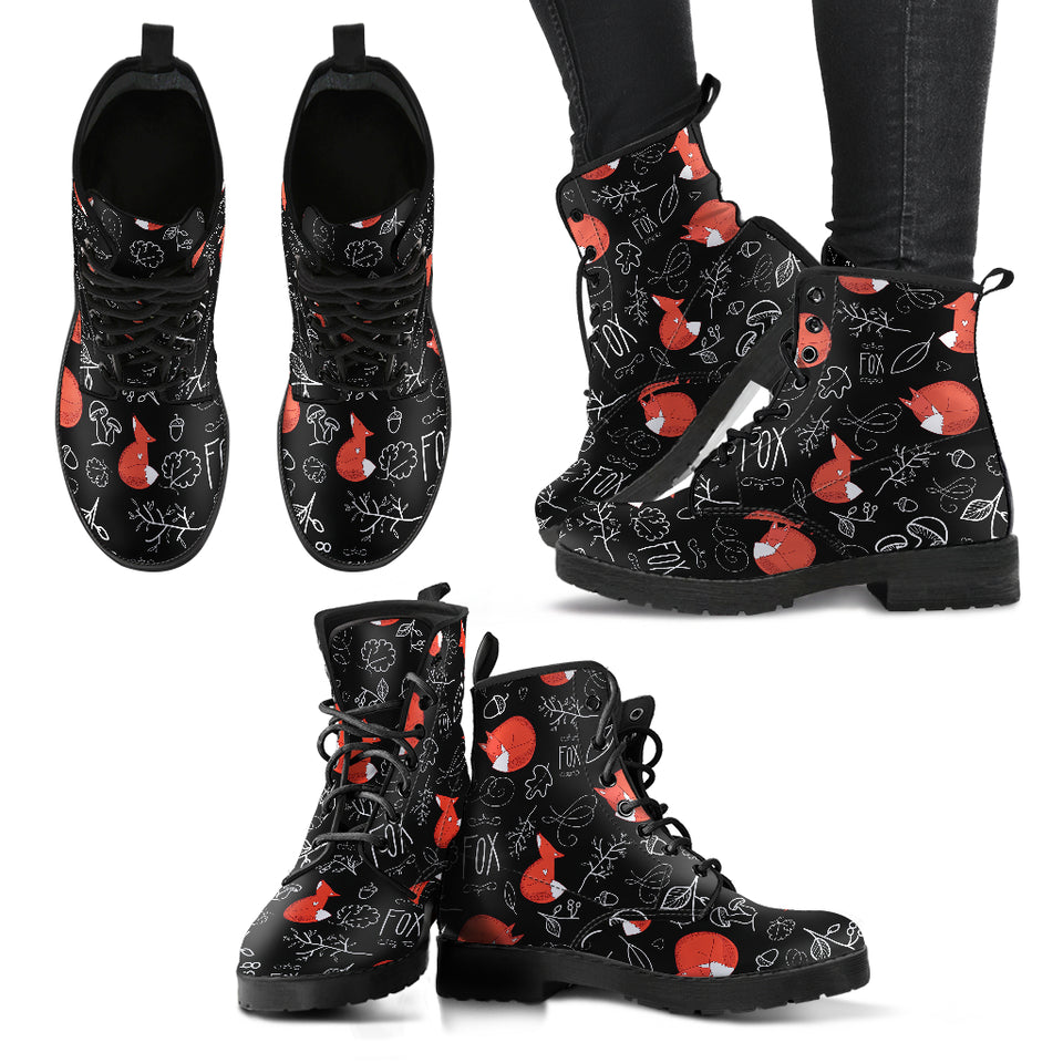 Fox Sleeping Fox Pattern Leather Boots