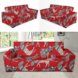 Zebra Abstract Red Background Sofa Slipcover
