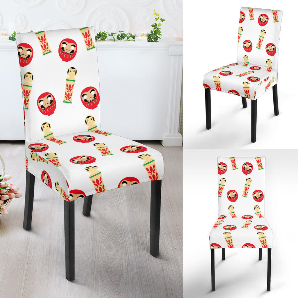 Daruma Japanese Wooden Doll Dining Chair Slipcover