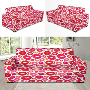 Lips Pattern Print Design 01 Sofa Slipcover