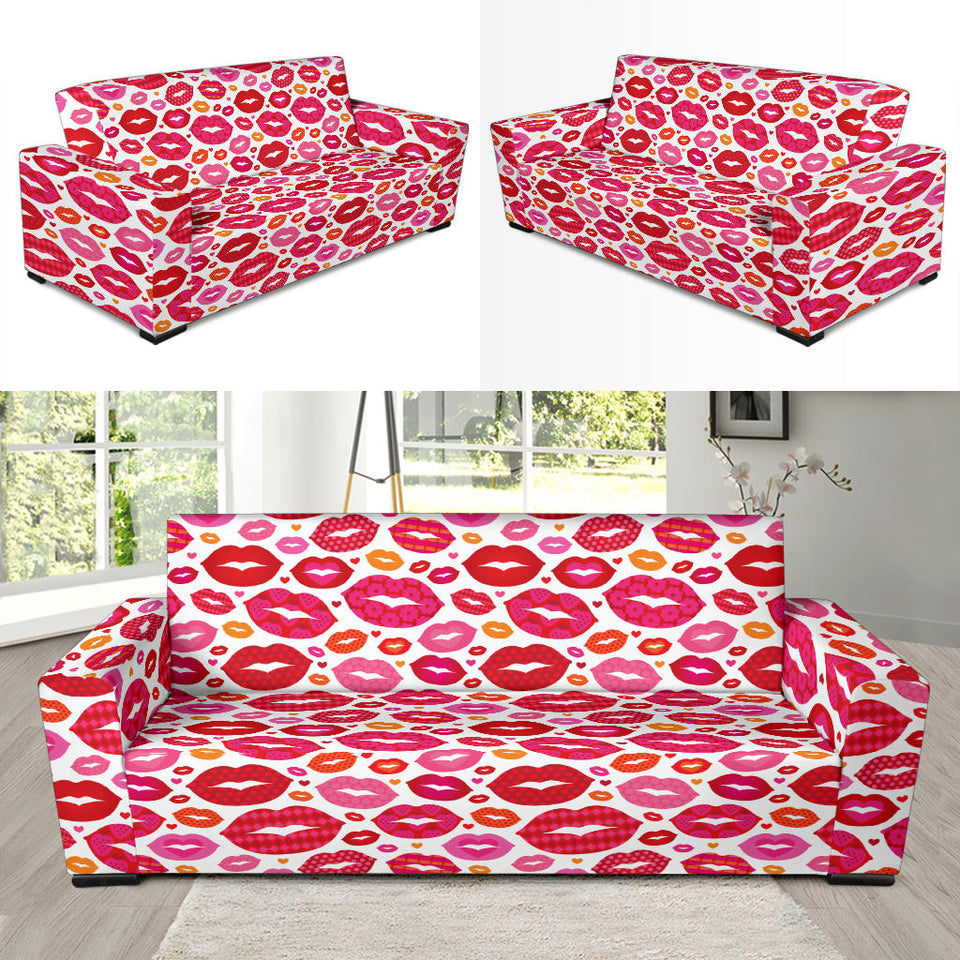 Lips Pattern Print Design 01 Sofa Slipcover