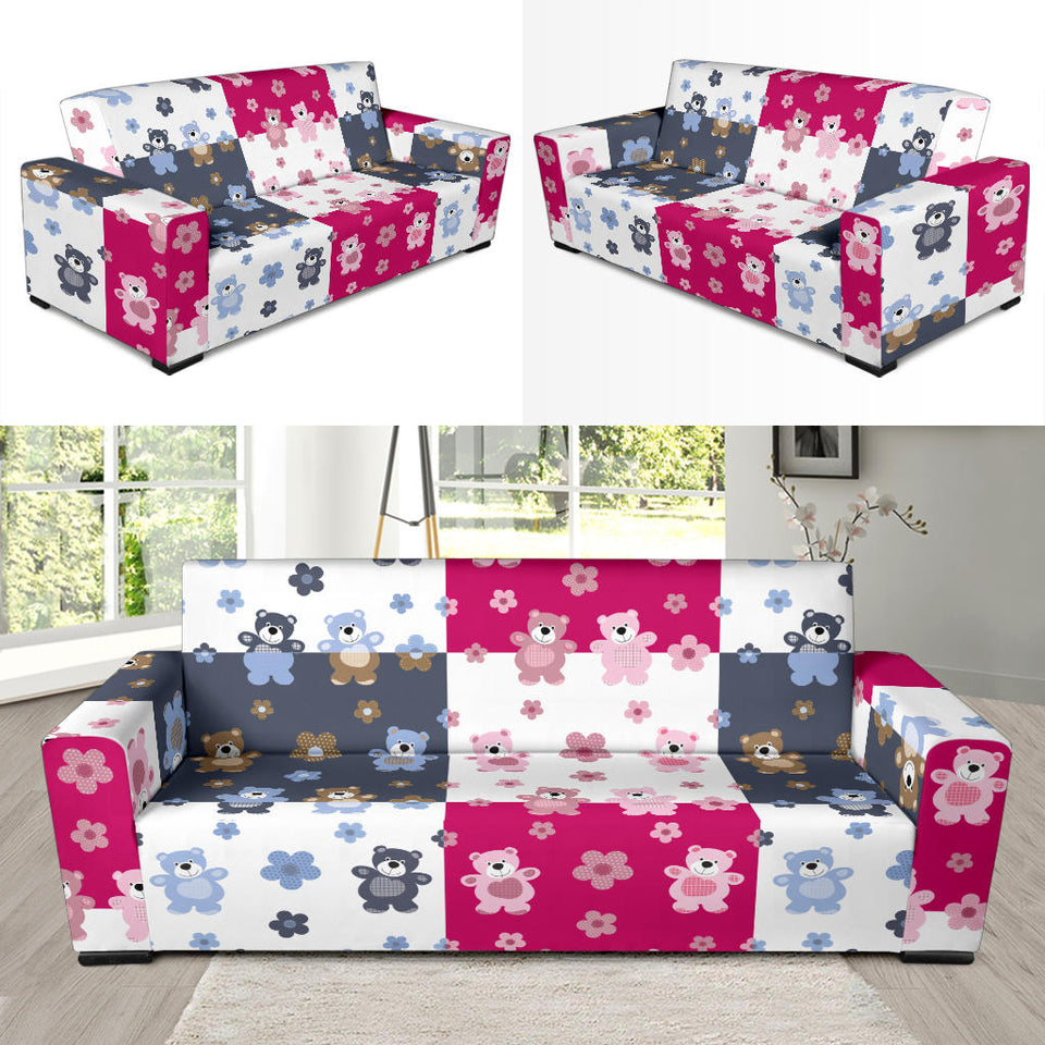 Teddy Bear Pattern Print Design 03  Sofa Slipcover