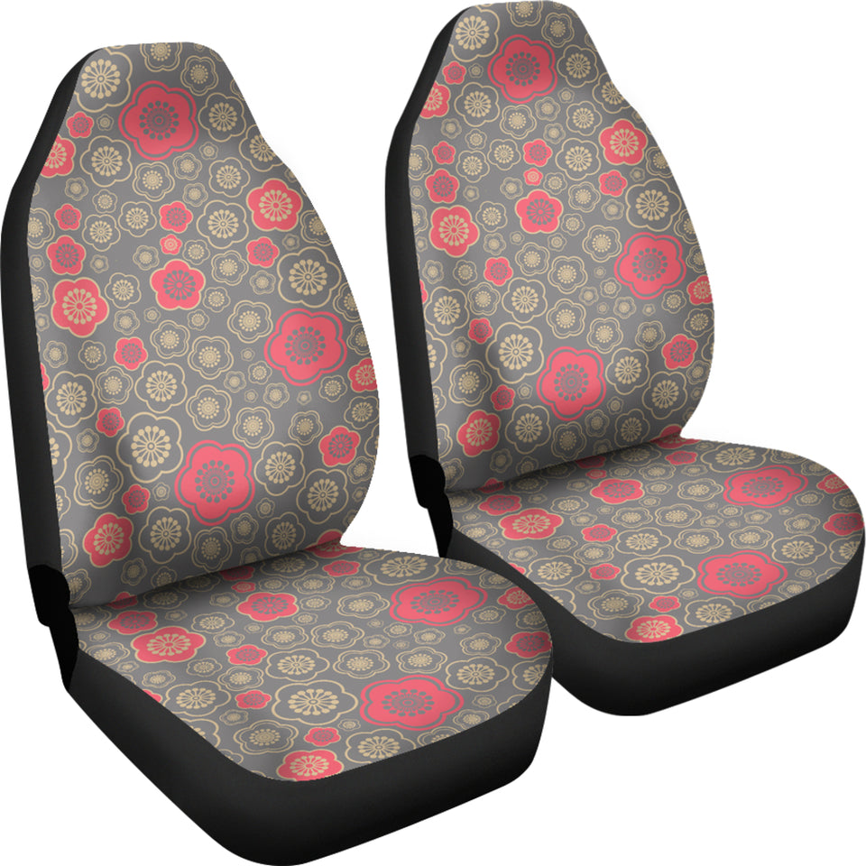 Red Gold Sakura Cherry Blossom Gray Background  Universal Fit Car Seat Covers