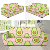 Avocado Heart Pink Background Sofa Slipcover