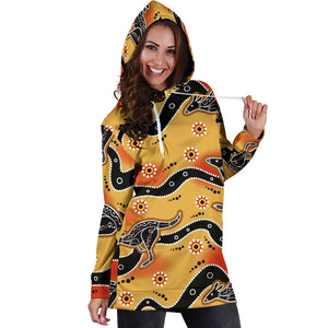 Kangaroo Australian Aboriginal Art Pattern Women'S Hoodie Dress