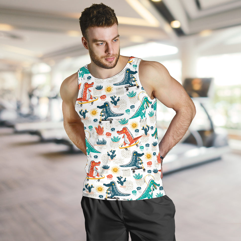 Cute Crocodile Pattern Men Tank Top