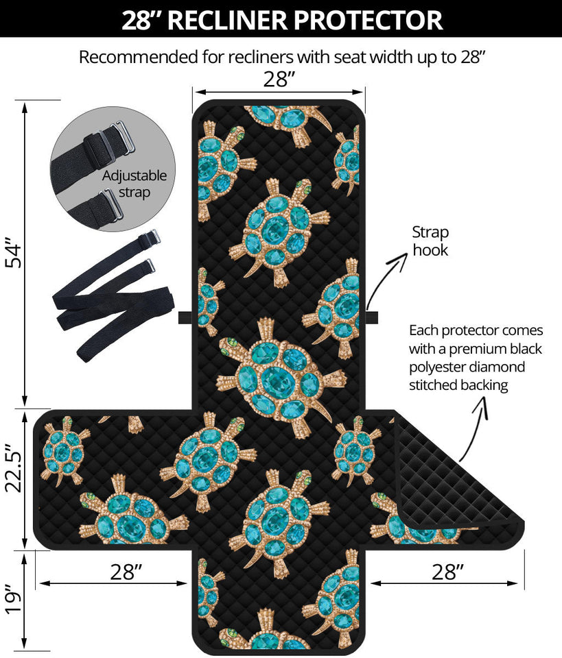 Sea turtle blue stone pattern Recliner Cover Protector