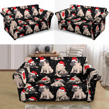 Christmas Pugs Santa_S Red Cap Pattern Loveseat Couch Slipcover