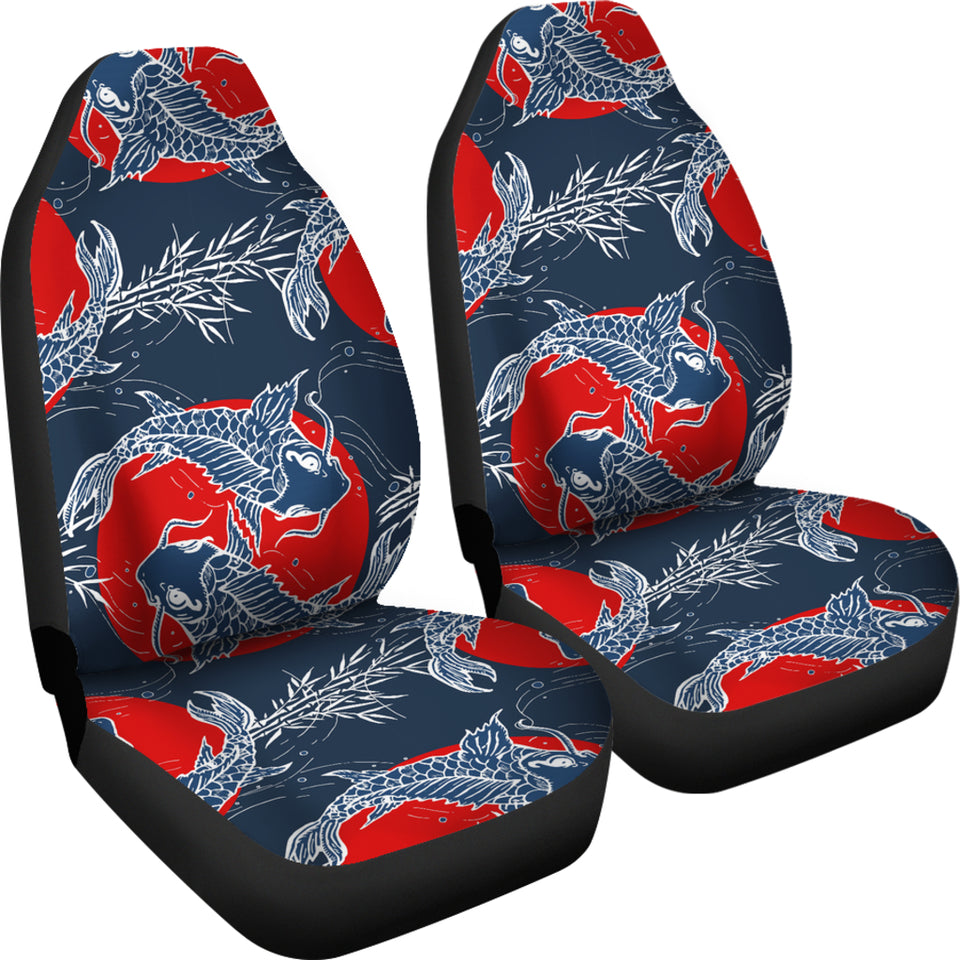 Koi Fish Carp Fishs Hand Drawn Japanese Art Universal Fit Car Seat Covers