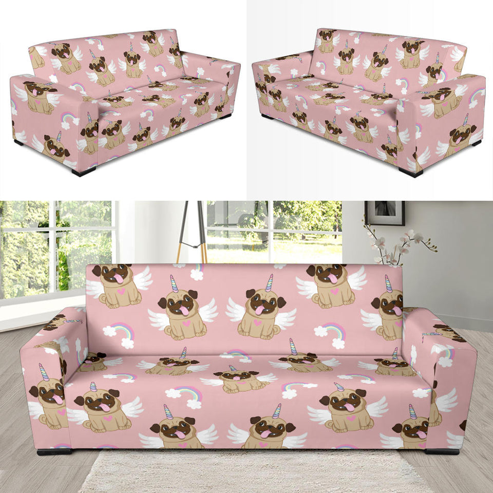 Cute Unicorn Pug Pattern Sofa Slipcover