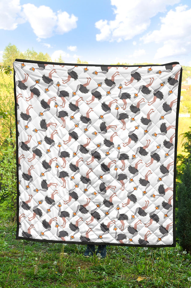 Ostrich Pattern Print Design 02 Premium Quilt