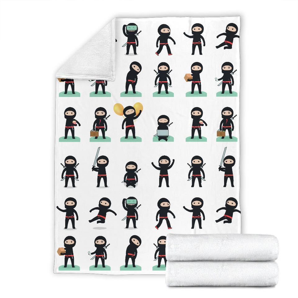 Cute Ninja Katana Sword Pattern Premium Blanket
