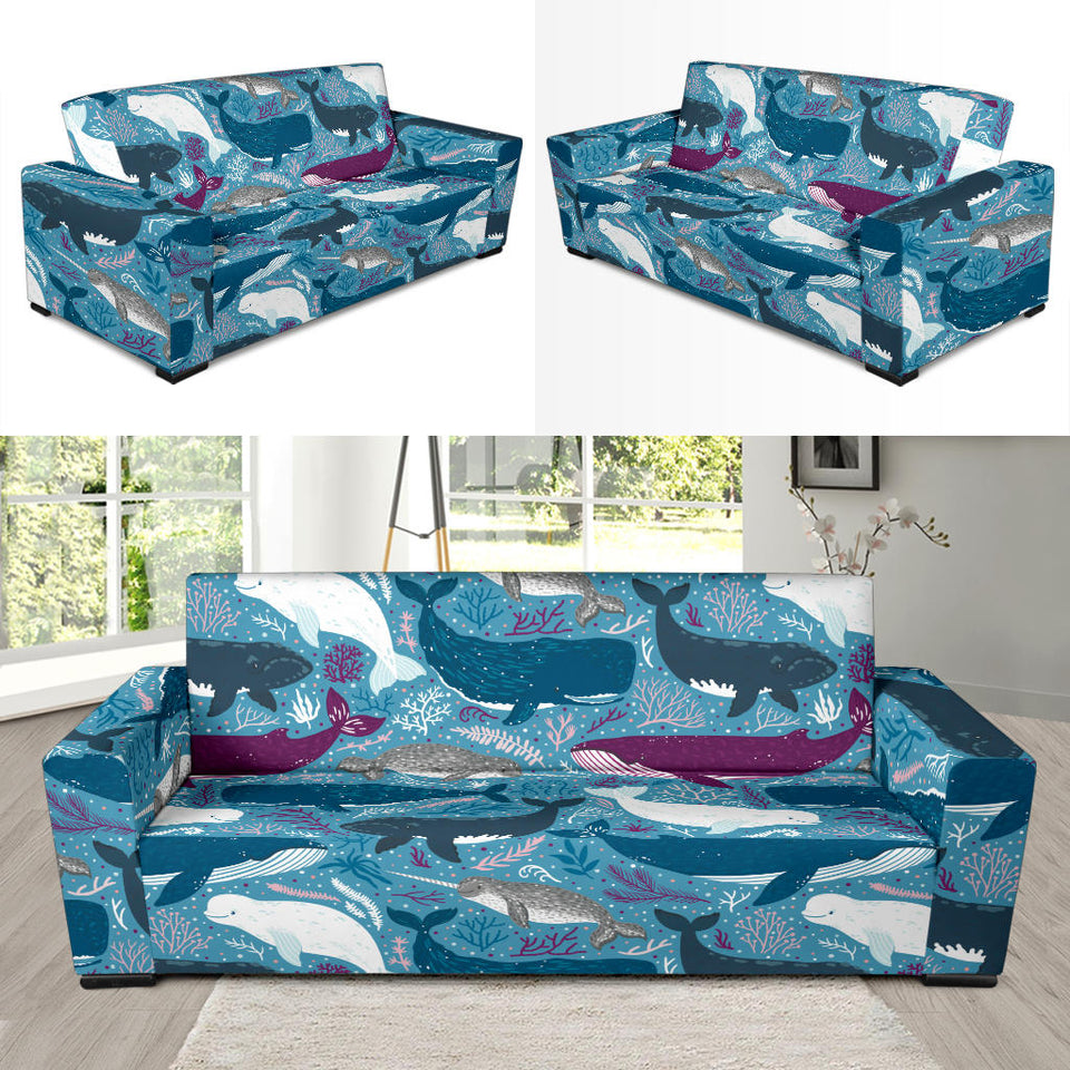 Whale Design Pattern Sofa Slipcover