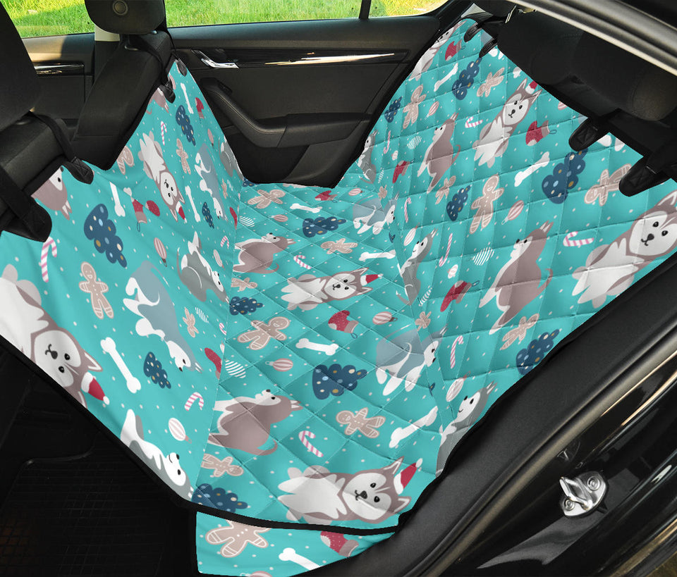 Christmas Cute Siberian Husky Puppie Pattern Dog Car Seat Covers