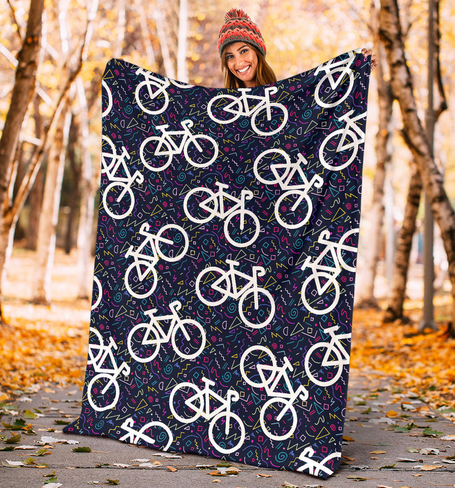 Bicycle Pattern Print Design 03 Premium Blanket