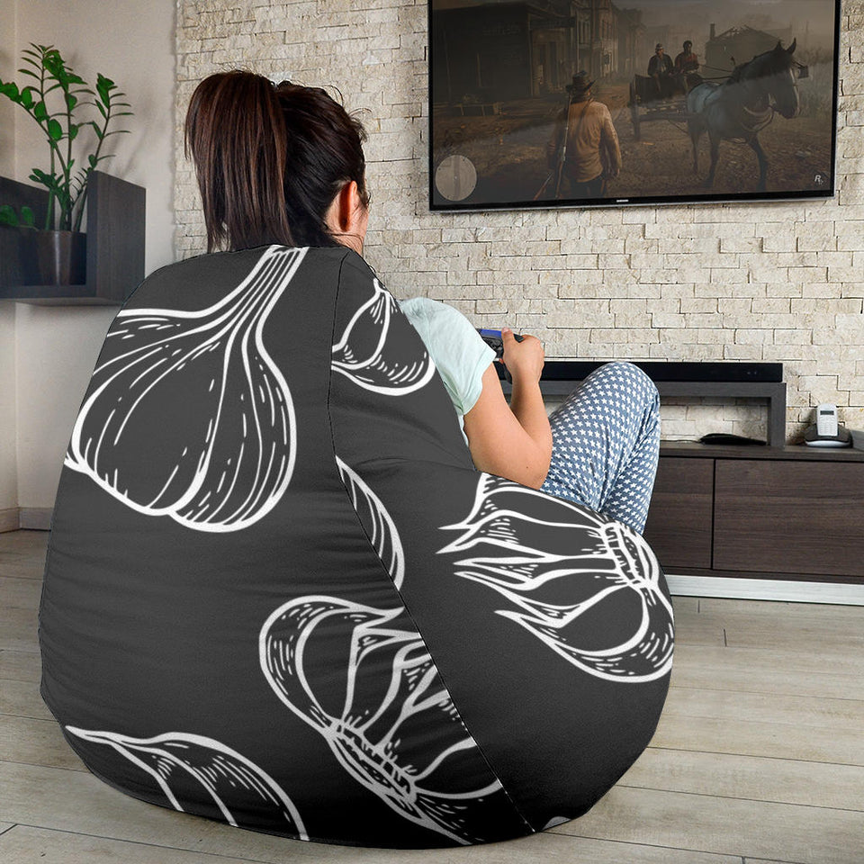Garlic Pattern Black Background Bean Bag Cover