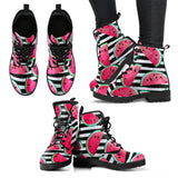 Watercolor Paint Textured Watermelon Pieces Leather Boots