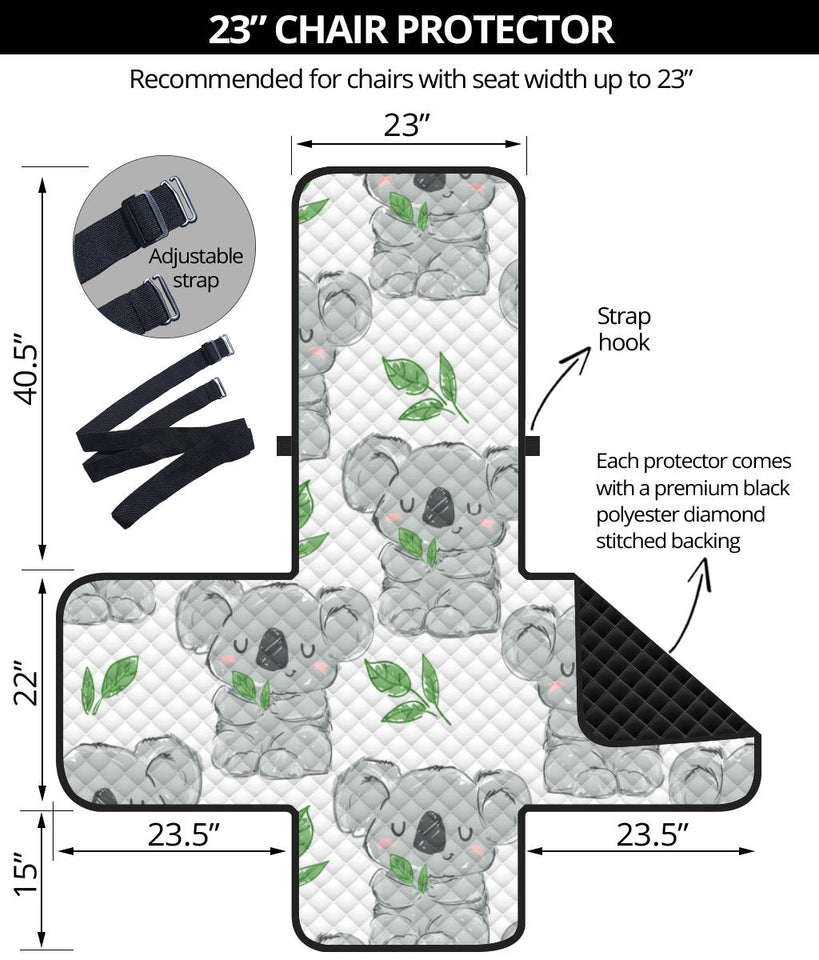 Hand drawn Koala leaves pattern Chair Cover Protector