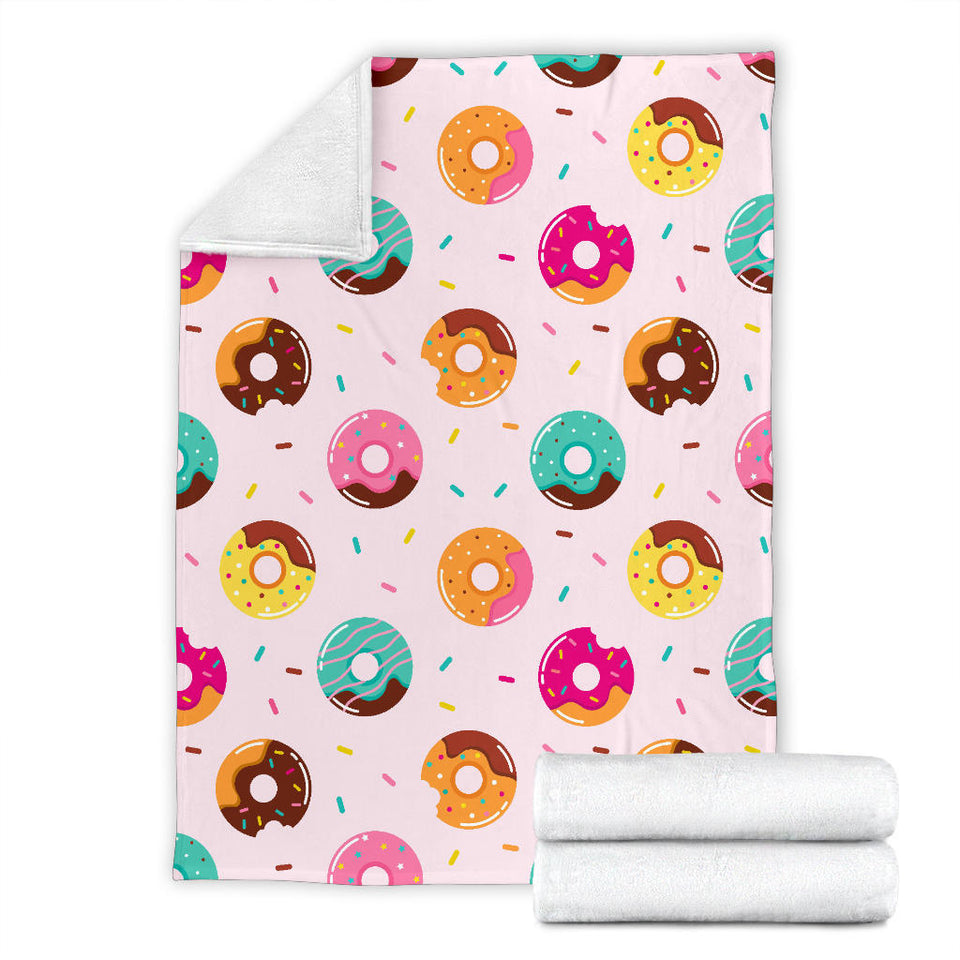 Donut Pattern Glaze Pink Background Premium Blanket