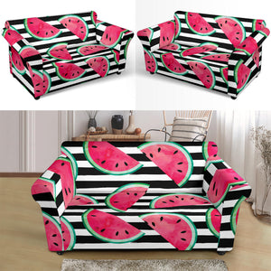 Watercolor Paint Textured Watermelon Pieces Loveseat Couch Slipcover