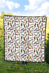Skate Board Pattern Print Design 05 Premium Quilt