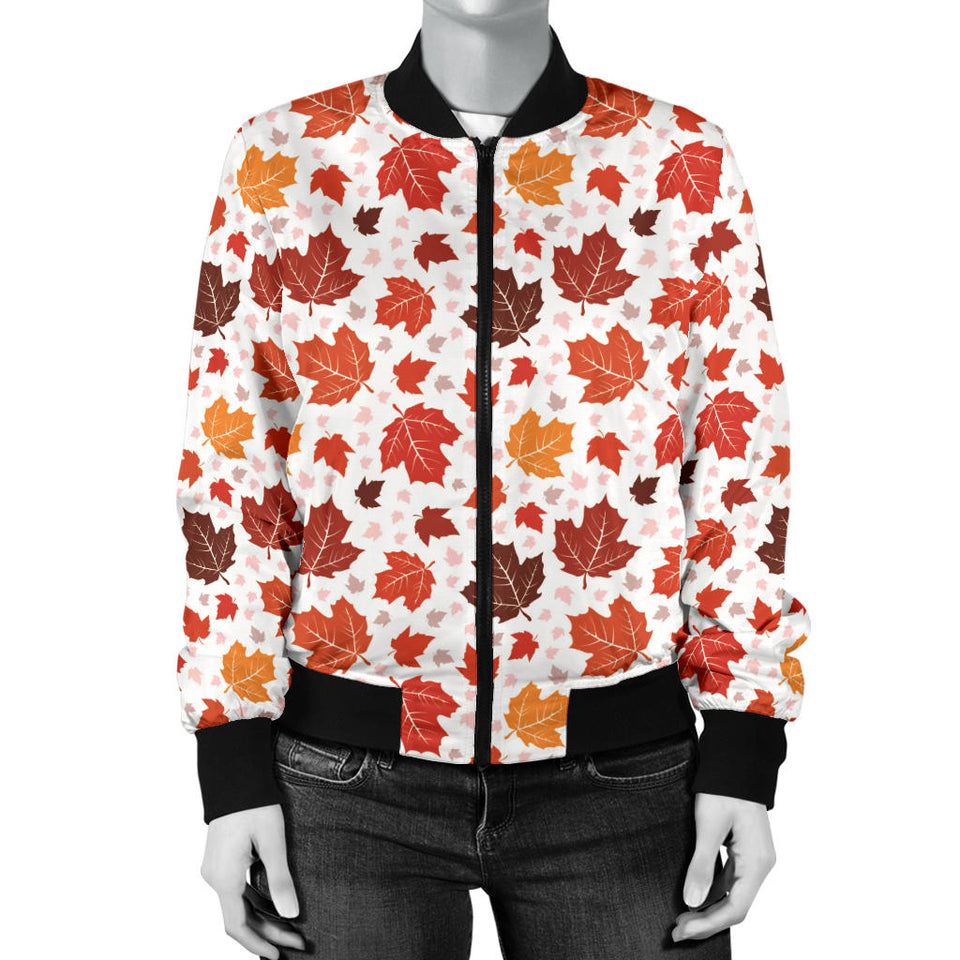 Colorful Maple Leaf Pattern Women'S Bomber Jacket