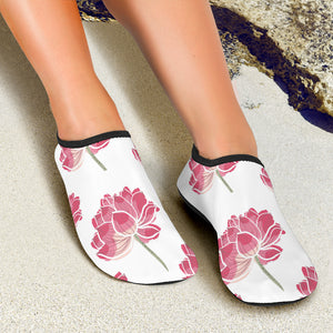 Pink Lotus Waterlily Pattern Aqua Shoes