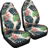 Heliconia Flowers, Palm And Monstera Leaves Universal Fit Car Seat Covers