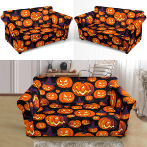 Halloween Pumpkin Pattern Loveseat Couch Slipcover