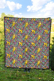 Cute Yellow Monkey Leaves Pattern Premium Quilt
