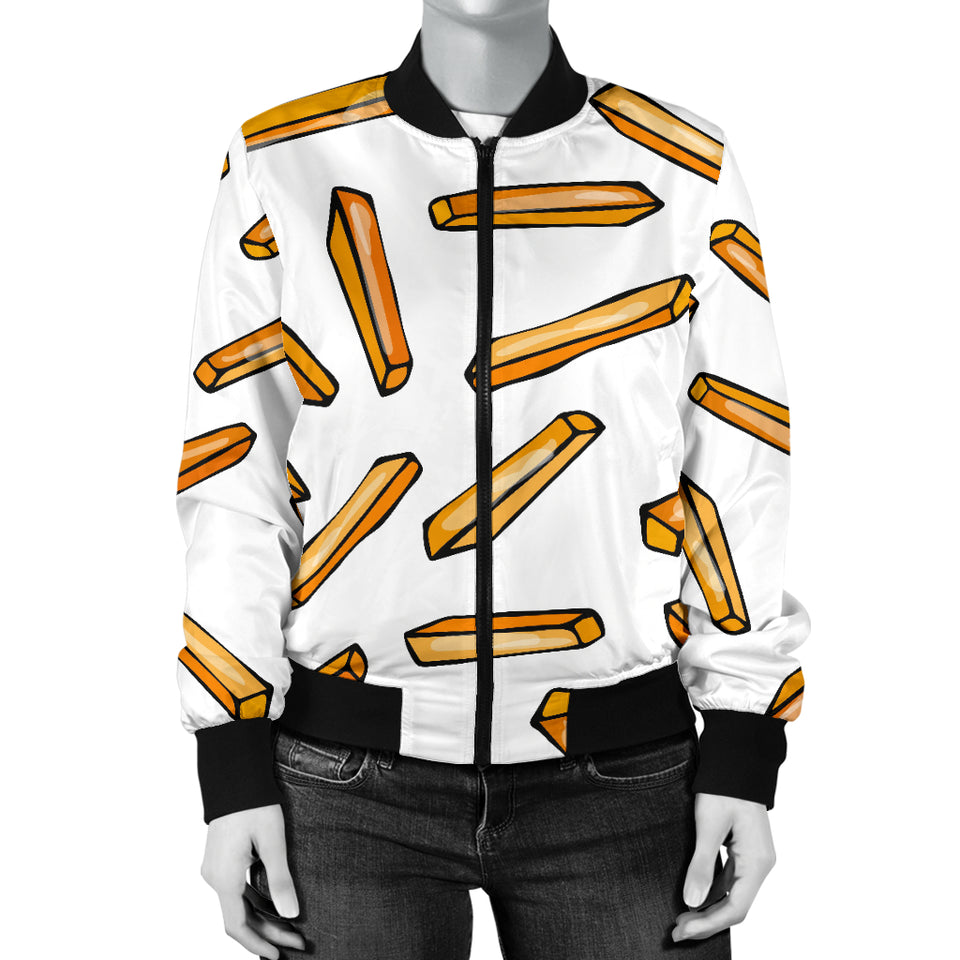 French Fries Potato Pattern Women'S Bomber Jacket