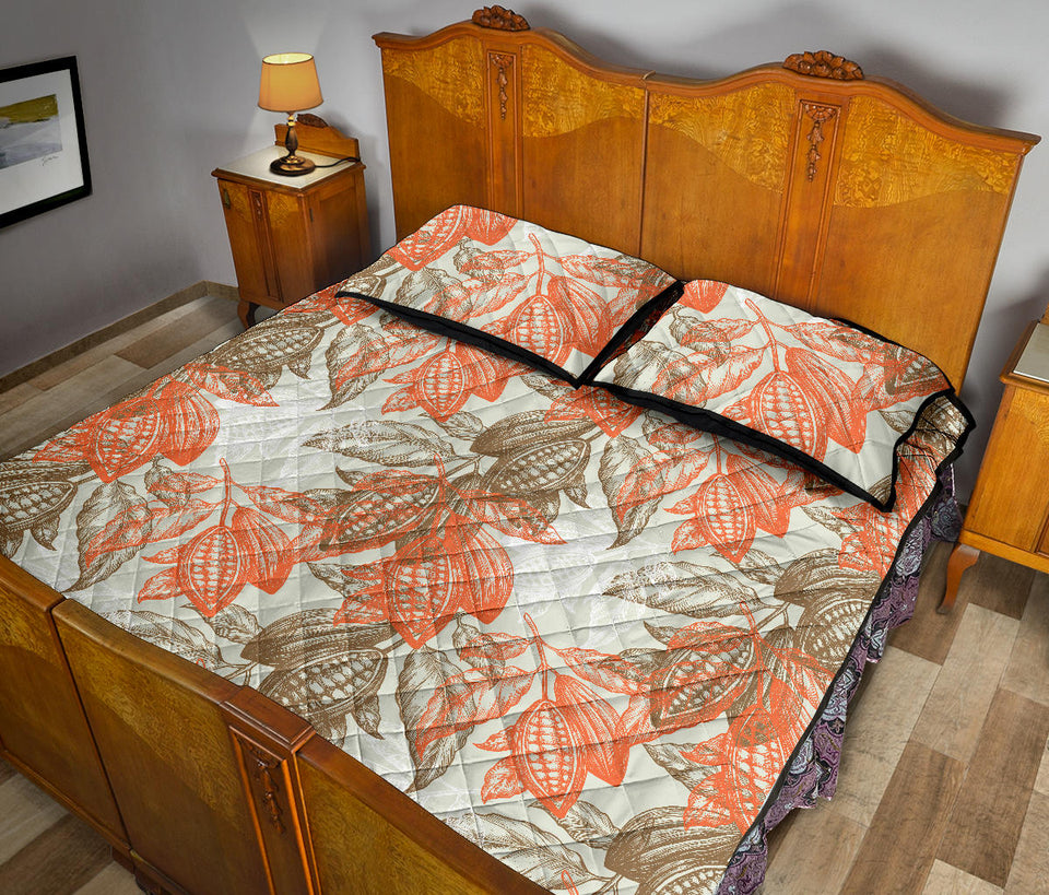 Cocoa beans Cocoa tree pattern Quilt Bed Set