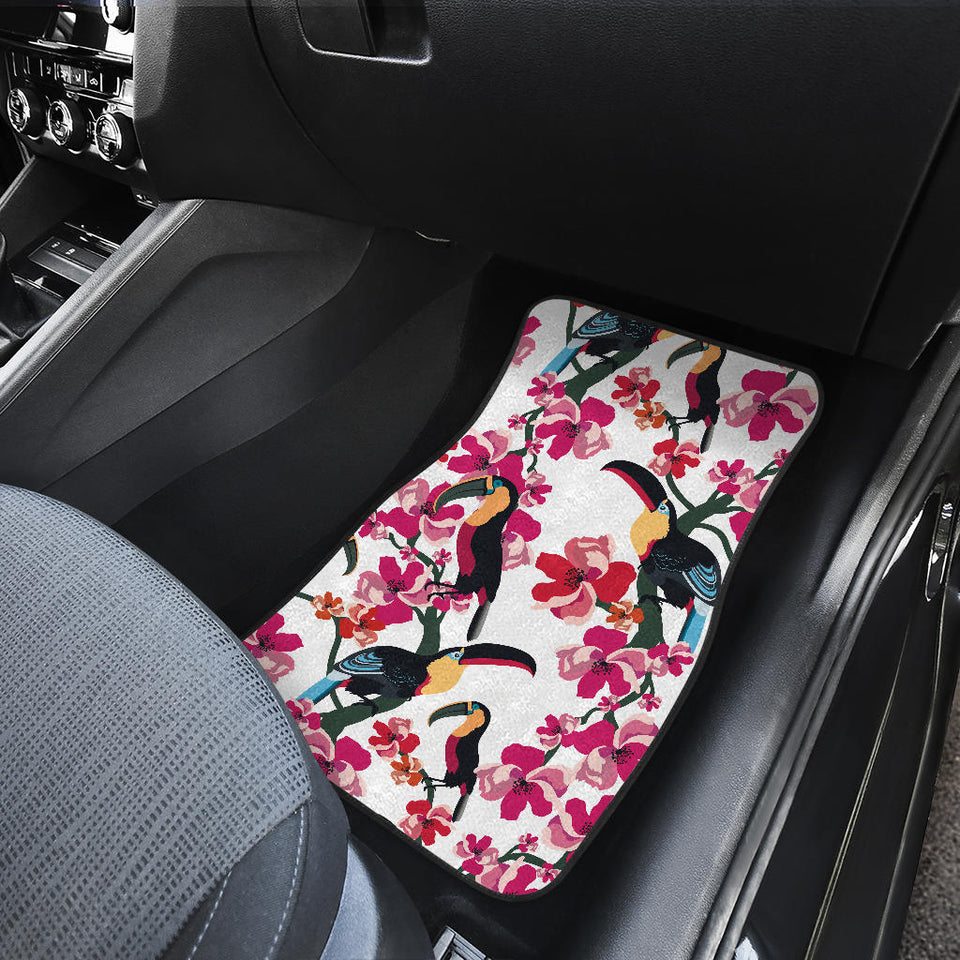 Toucan Flower Design Pattern Front And Back Car Mats