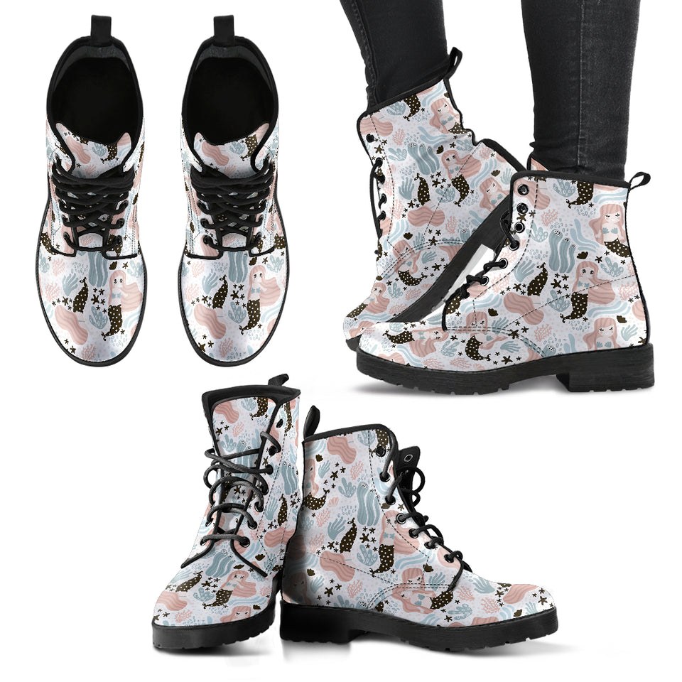 Cute Mermaid Pattern Leather Boots