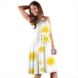Sun Pattern Sleeveless Midi Dress