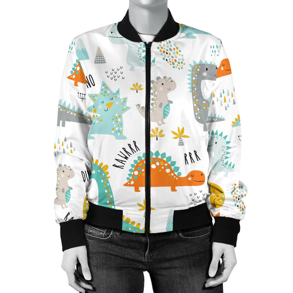 Cute Funny Kids Dinosaurs Pattern Women'S Bomber Jacket