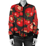 Tomato Black Background Women'S Bomber Jacket