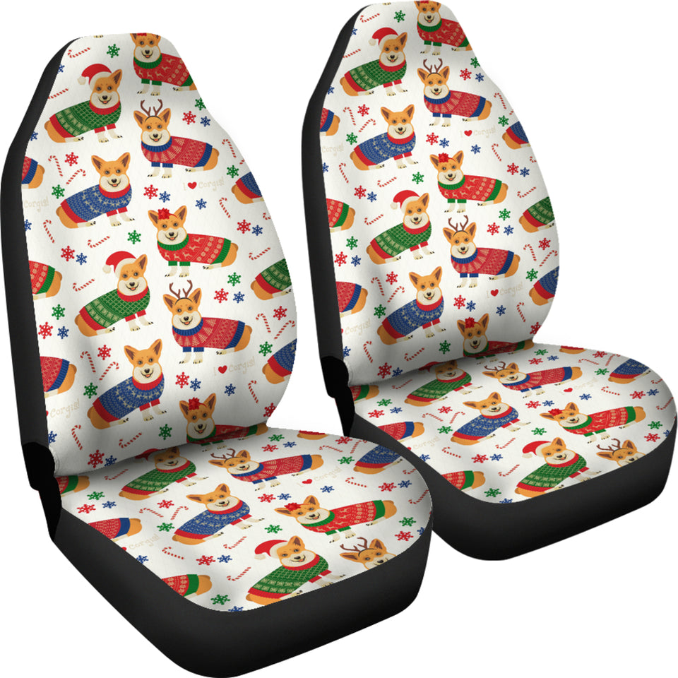 Corgi Christmas Pattern Universal Fit Car Seat Covers