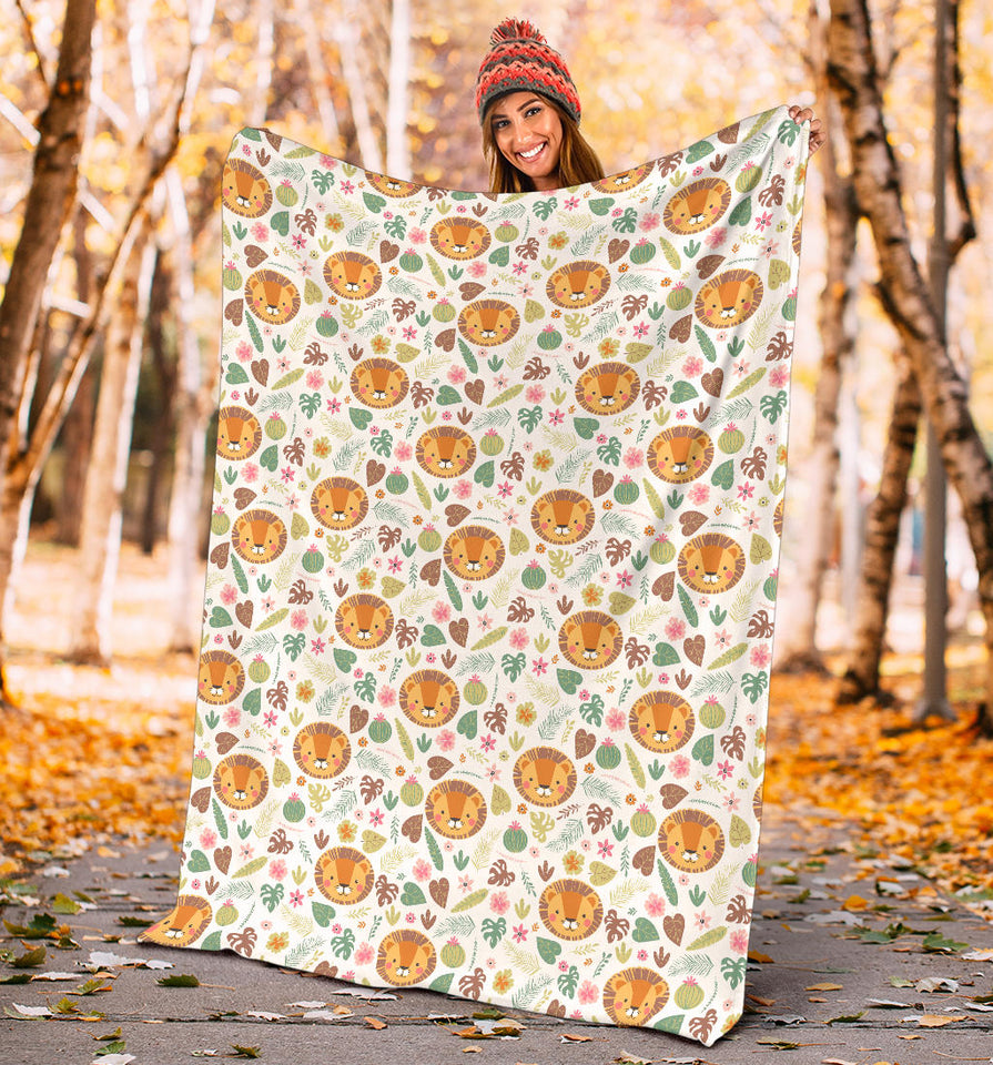 Lion Pattern Print Design 04 Premium Blanket