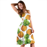 Pineapples Design Pattern Sleeveless Midi Dress