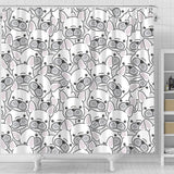 Cute French Bulldog Head Pattern Shower Curtain Fulfilled In US