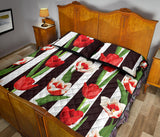 red and white tulips pattern Quilt Bed Set